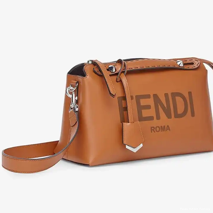 Affordable HOT Bag The Medium In By Logo Brown Way Leather Fendi Calf Boston ROMA 0327